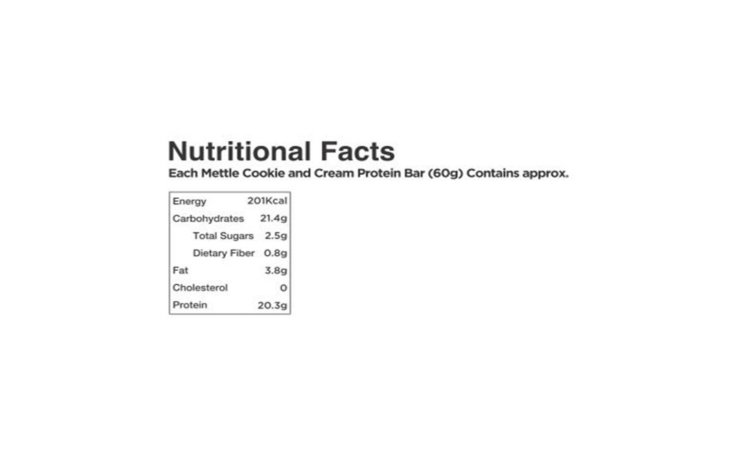 Mettle Cookie And Cream Protein Bar   Box  360 grams